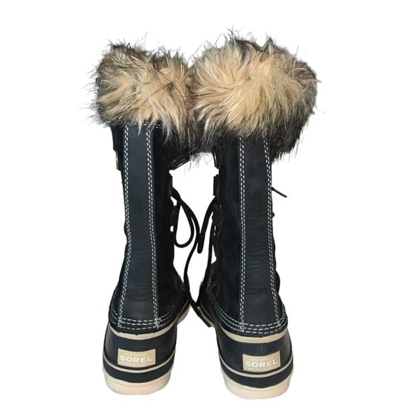 SOREL Joan Of Arctic Black Leather Waterproof NL 1540-010 Boots Size 6 - Picture 8 of 12